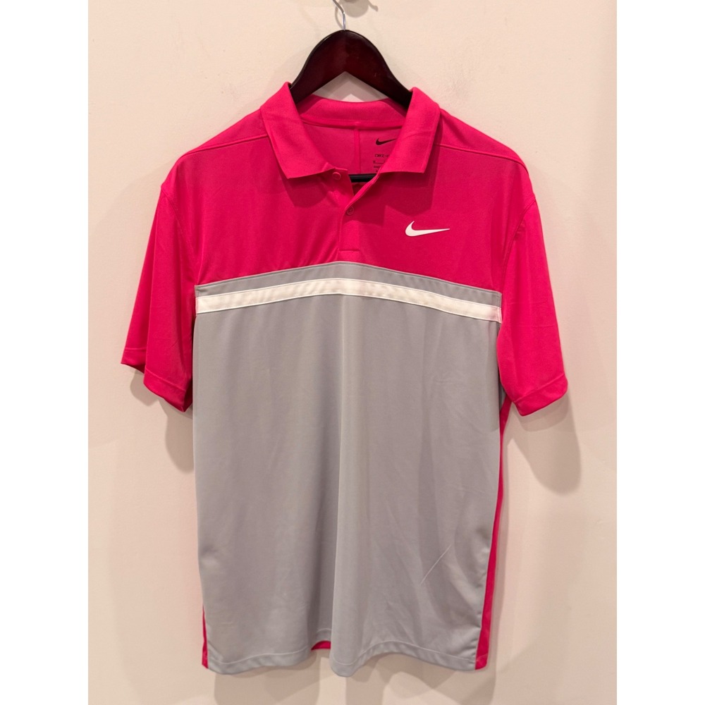 Nike Dri-FIT Golf Polo Shirt Men's Medium NWOT Pink Gray Colorblock DH0845-621